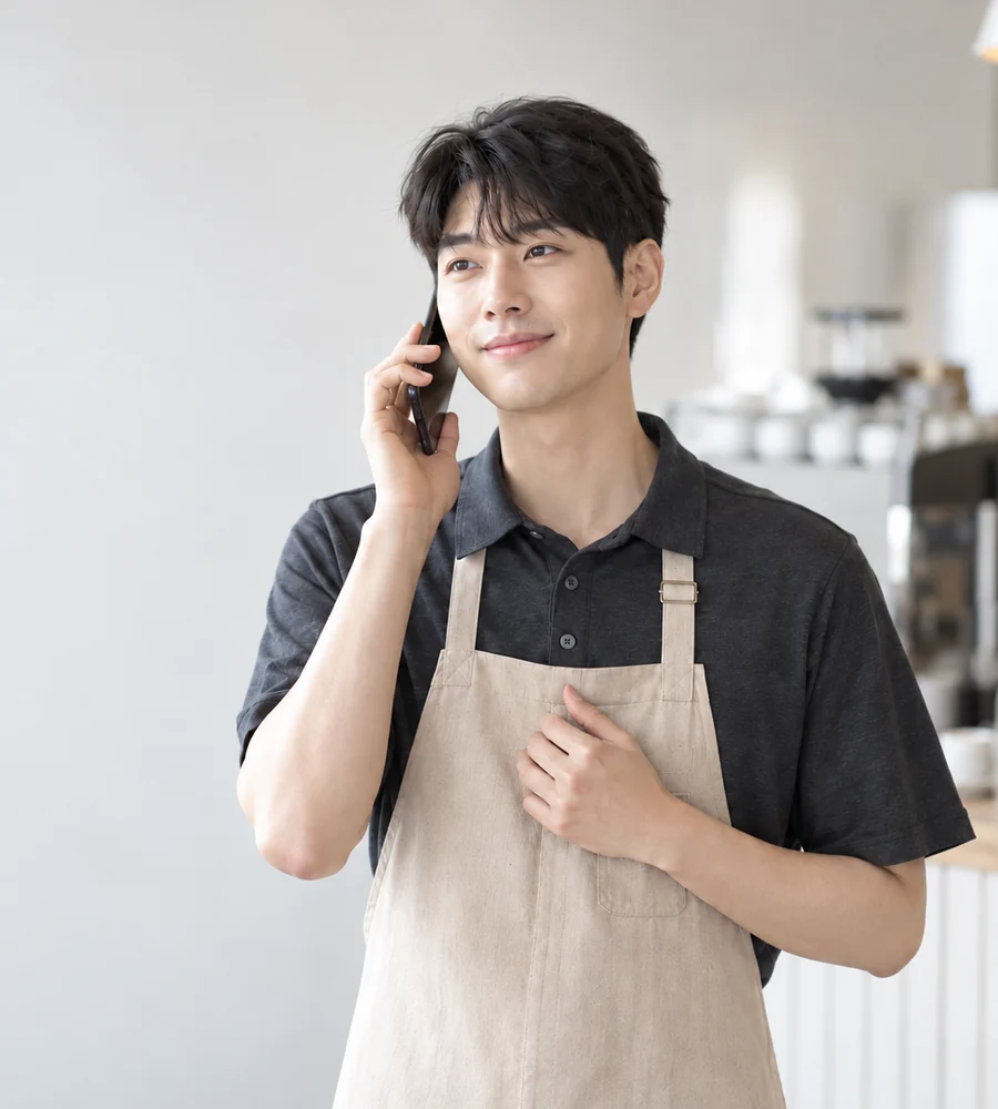 진해 개인돈 대출 상담을 휴대전화로 안내받는 고객